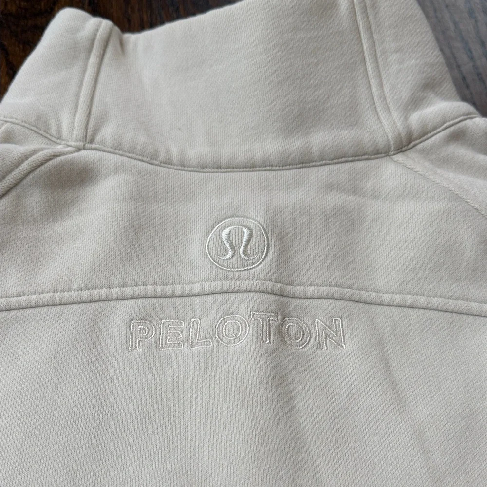 Lululemon x Peloton Scuba Oversized Funnel Neck Half Zip color is Bone size XS/S - Picture 12 of 14